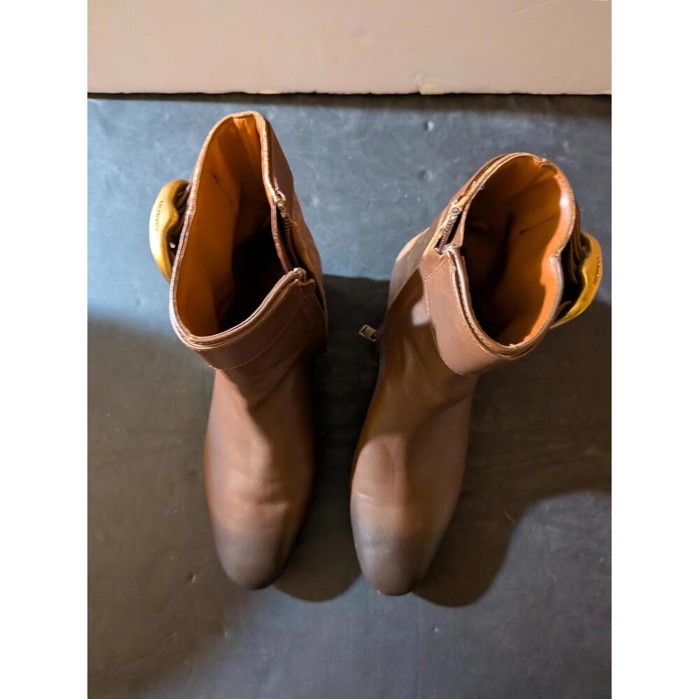 Coach Women's Brown Ankle Boots with Buckle Detail